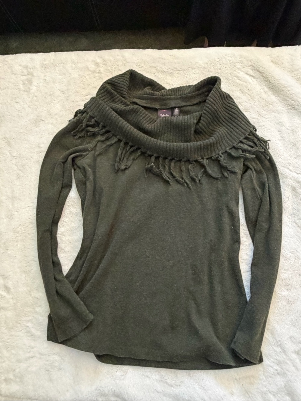 Rue21 Olive Fringe Cowl Neck Sweater